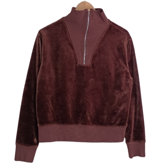 Nili Lotan Bentley Quarter Zip Velvet Chocolate Brown Pullover Sweater - Picture 2 of 12